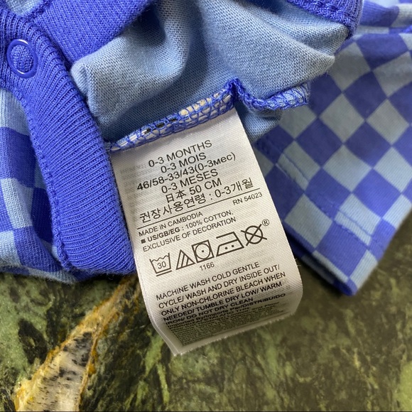 blue checkered onesie - Picture 5 of 6